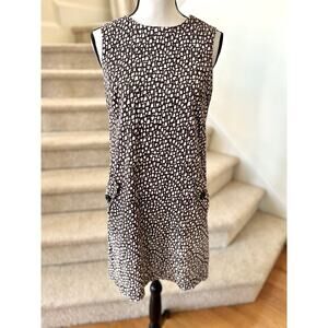 Shoshanna Brown Mosaic & White Sleeveless 60s Shift Dress
